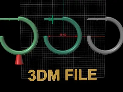 Earring Hoop Rope Opened Back 15mm Width Inside  3D print model