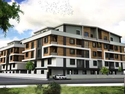 3 blocks building exteriors 3D model