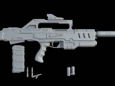 Assault Rifle Bullpup 3D model