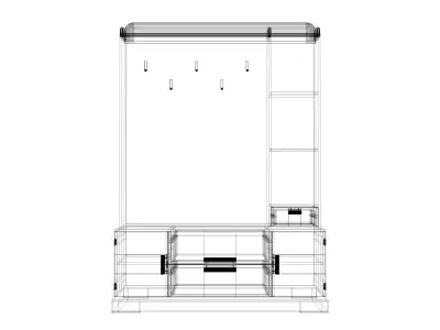 hallway 2 wooden cabinet with shelves and drawers 3D model