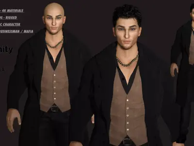 AAA 3D REALISTIC CHARACTER - EUROPEAN BUSINESSMAN  MAFIA  NPC Low-poly 3D model