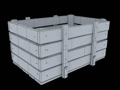 Old wooden crate Low-poly 3D model