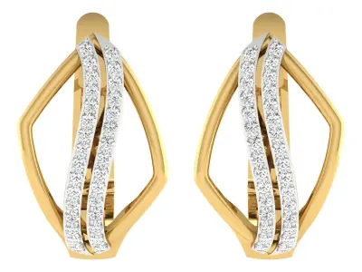 light weight  Yellow gold diamond earring 3D print model