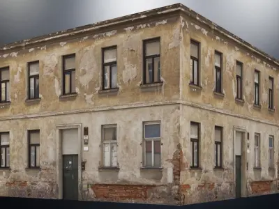 Old 3 Side Building Low-poly 3D model