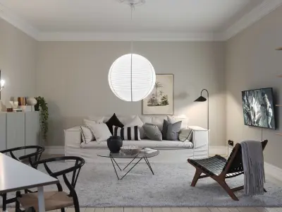 Nordic Living room  Realistic 3d scene 3D model