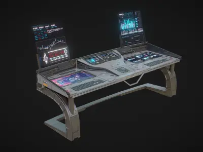 Sci Fi Lab Control Panel Low-poly 3D model