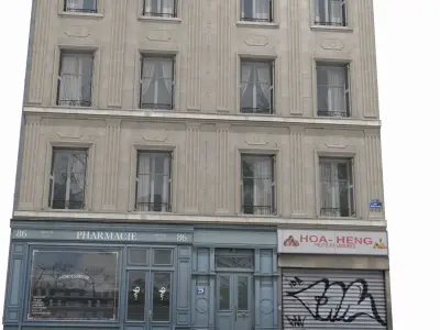 Old Paris House 003 Low-poly 3D model