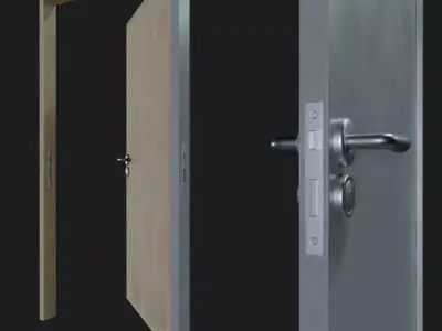 Game-ready Office Door Low-poly 3D model