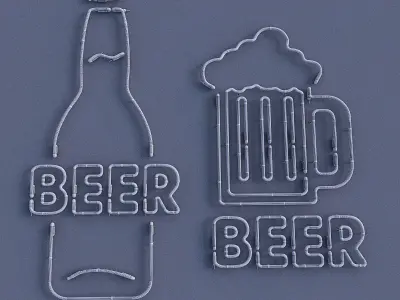 Neon Beer Sign Low-poly 3D model