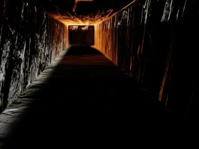 Rock cave tunnel in hand shape Low-poly 3D model