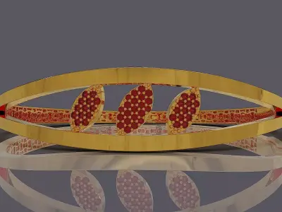 Elegant Double Band Bracelet with Pave Leaf Clusters  3D print model