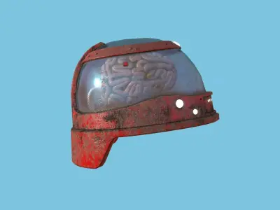 SciFi Brain Helmet 02 Red Rust - Character Design Fashion Low-poly 3D model