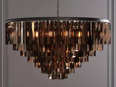 RH 1920S ODEON SMOKE GLASS FRINGE 7-TIER CHANDELIER Black 3D model