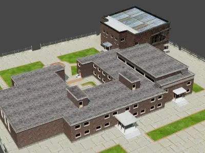 Pubg School building Low-poly 3D model