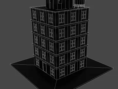 American-style building Low-poly 3D model