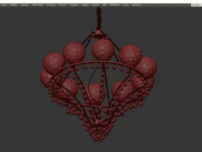 Melaine Chandelier gold Low-poly 3D model