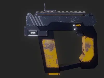 Cyberpunk sci-fi gun LowPoly Low-poly 3D model