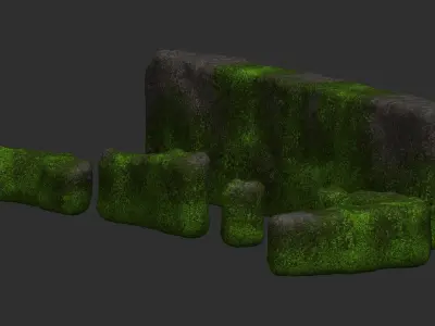 Cave Walls 4 - Moss 2 Low-poly 3D model