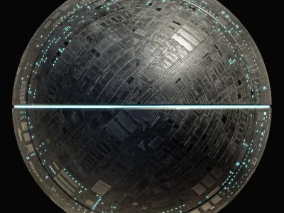 Space Station oval sphere Spaceship Borg Low-poly 3D model