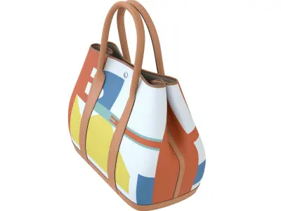 Hermes Garden Party Bag Orange Print Low-poly 3D model