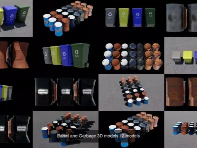 Barrel and Garbage 3D models 3D Model Pack