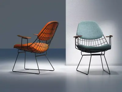 FM06 wire chair with fabric and frame 3D model