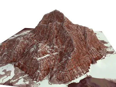 Red Snow ICE Mountain Canyon Desert Low Poly Terrain Rock 1 Low-poly 3D model