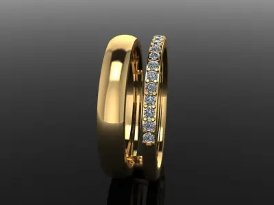 DOUBLE ROW STACK DIAMOND BAND RING SIZE 4 3D print model