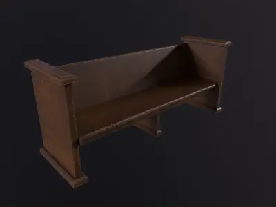 Church Pew 3D Model Low-poly 3D model