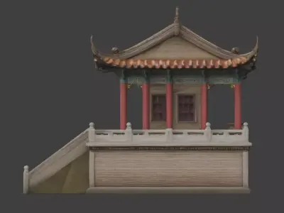 Damaged Traditional Chinese Temple 3D Model V02 Low-poly 3D model