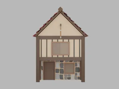 Lowpoly medieval tavern building Free 3D model