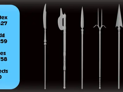 10 MedieVal Spears - LowPoly And Ready For Texturing