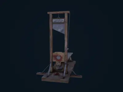 Guillotine wooden bench Low-poly 3D model