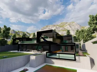 Casa Scene-villa-modern house 3D model 31