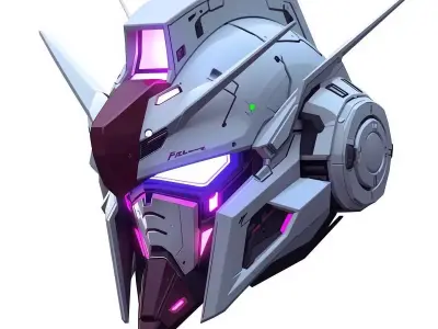 Cyber-Mecha Vanguard Helmet 3D Model Low-poly 3D model