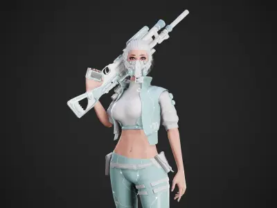 Cyberpunk NYX Robot Low-poly 3D model