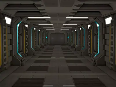 Sci Fi Corridor  3D model 35