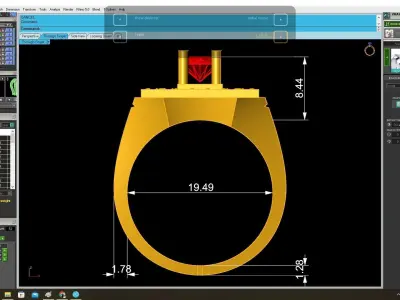 Luxury Square Diamond Ring with Center Gem for Men 3830 3D print model