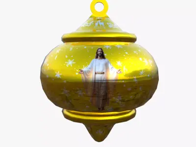 Christmas Ornament Gold Bauble PBR Holiday Decoration 3D Model Low-poly 3D model