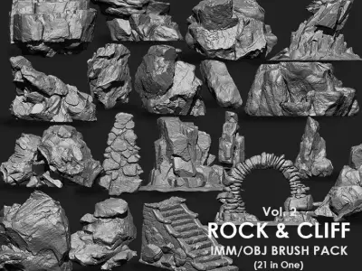 Rock and Cliff IMM Brushes 21 in one Vol 2 3D model