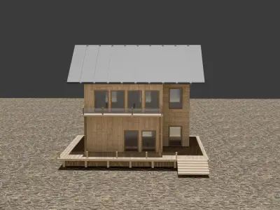 Modern Wooden Beach House - 3D Model Free 3D model