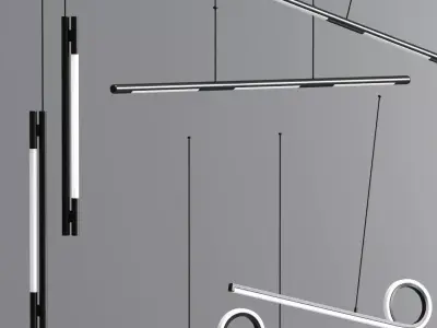 Counterpoint Led Linear Pendant Collection 3D model