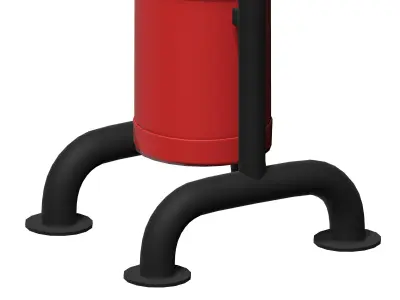 Red open cage type trash can Low-poly 3D model