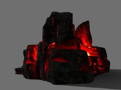 Stone lava rock Low-poly 3D model