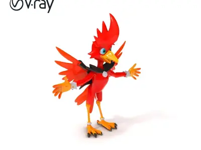 Flamewing the Vibrant Avian Guardian D Character Model Low-poly 3D model