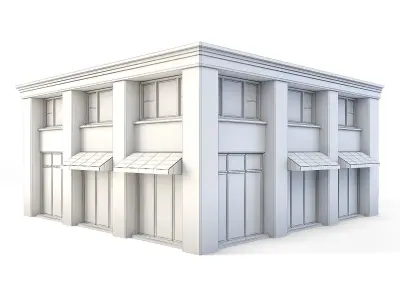 Tenement Building Ground Floor Low-poly 3D model