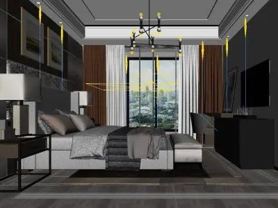 living room with dining room 3D model-o36 3D model
