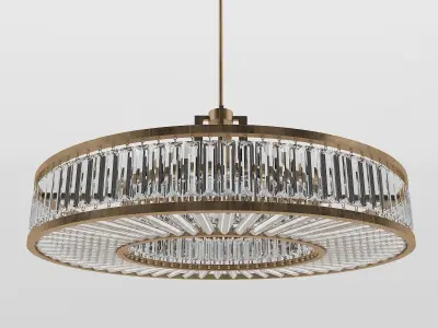 Chandelier circular with clear crystals hanging from it 3D model