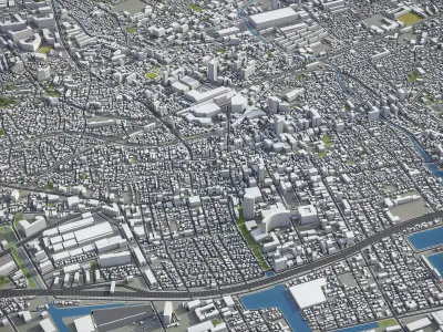 Funabashi - 3D City Model Low-poly 3D model