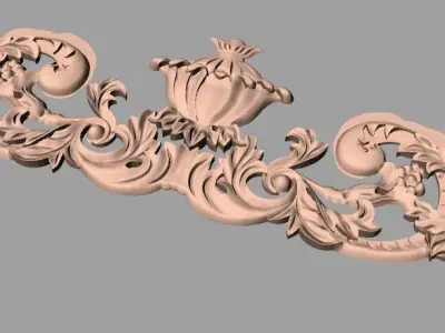 European style flower 3D relief STL Model for cnc engraving E093 3D model